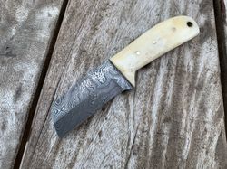 CUSTOM HANDMADE COWBOY BULL CUTTER KNIFE WITH LEATHER SHEATH