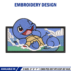 Squirtle embroidery design, Pokemon embroidery, embroidery file, anime design, anime shirt, Digital download