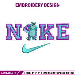 Sullivan nike embroidery design, Disney embroidery, Nike design, Embroidery shirt, Embroidery file, Digital download