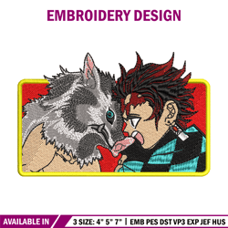 Tanjiro and Inosuke embroidery design, Kimetsu no Yaiba embroidery, anime design, anime shirt, Digital download