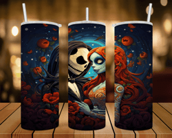 Jack & Sally/ A Nightmare Before Christmas- 20 oz Skinny Tumbler Wrap - Sublimation Design - PNG file