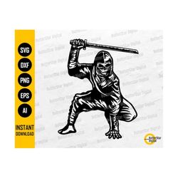 Skeleton Ninja SVG | Shinobi SVG | Ninjutsu SVG | Assassin Spy Weapon Sword Katana Hero | Cutting File Clipart Vector Di