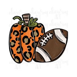 Football Fall Leopard Pumpkin PNG Digital Download | Hand Drawn Sublimation File | Printable Art | Colorful | Whimsical