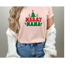 Merry Mama Christmas Shirts, Christmas Mom Shirt, Christmas Shirt for Women Mama Shirt,Christmas Gift for Mom,Christmas