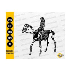 female skeleton horse rider svg | animal t-shirt vinyl graphics illustration drawing | cricut cut file clipart vector di