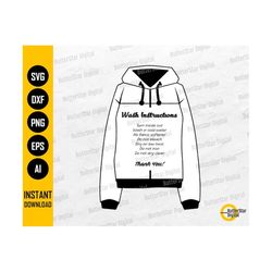 Hoodie Care Card SVG | Pullover Jacket Printable Washing Instructions | Cricut Cutting File | Clipart Vector Digital Dow
