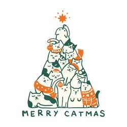 Merry Catmas svg, Merry Catmas vector, catmas tree svg, catmas tree vector, funny cats christmas tree, Instant download