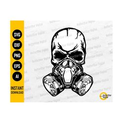 Skull Gas Mask SVG | Biohazard SVG | Gothic T-Shirt Tattoo Decal Vinyl Graphics | Cricut Cutting Files Clipart Vector Di