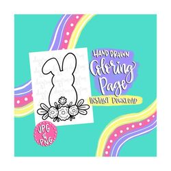 Easter Coloring Page | Digital Download | Hand Drawn Coloring Page | Bunny Color Design | Group Activity | Coloring shir
