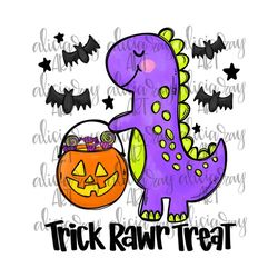 Fall Halloween PNG Digital Download | Hand Drawn Sublimation Printable Art | Whimsical | Halloween Dinosaur | Spooky | T