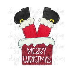 Christmas Sublimation Design | Hand Drawn | PNG Digital Download | Santa Claus | Chimney | Santa Legs | Merry Christmas