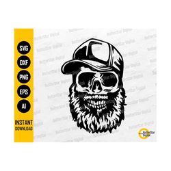 Skull With Beard SVG | Baseball Cap SVG | Dad Hat Svg | Cricut Cutting File CNC Silhouette Printable Clip Art Vector Dig