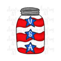 Patriotic Mason Jar Sublimation Design | July Fourth | PNG Digital Download | Printable Art | Digital Art | America | Am
