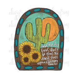 Western Christian Digital Download | Hand Drawn Sublimation PNG File | Printable Digital Art | Cactus | Sunflower | Turq
