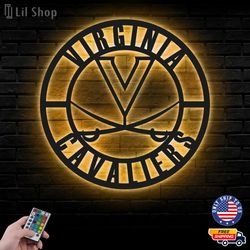 Virginia Cavaliers Metal Sign, NCAA Logo Metal Led Wall Sign, NCAA Wall decor, Virginia Cavaliers LED Metal Wall Art