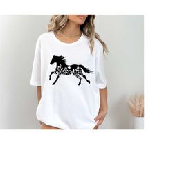 Floral Horse Shirt, Horse Lover Tee, Floral T-shirt, Gift For Her, Women Country Shirts, Tshirt Gift For Horse Lower, An
