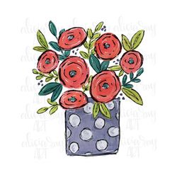 Muted Patriotic Flowers Sublimation Design | Hand Drawn PNG Design | Digital File Download | Towel Design | Pillow | Tum
