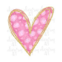 Valentine PNG Design | Hand Drawn | Digital Download | Printable Art | Valentine's Day | Glitter | Hearts | Cheetah | Le