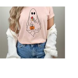 Halloween t-shirt, cute Floral Ghost Halloween Shirt, Retro Fall Shirt, Vintage Ghost Shirt