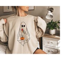 Vintage Halloween Sweatshirt, Ghost Halloween Shirt for Women, Fall Shirts, Halloween Sweater