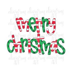 Christmas Sublimation Design | Hand Drawn | PNG Digital Download | Digital Art | Merry Christmas Doodle Letters | Christ