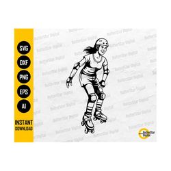 Roller Skater Girl SVG | Roller Skating Vinyl Stencil Graphics Illustration Drawing | Cricut Cutfiles Clip Art Vector Di