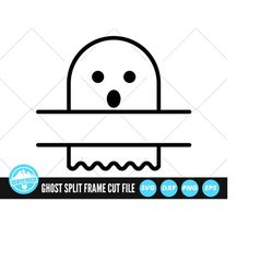 Ghost Split Name Frame SVG Files | Halloween SVG Cut Files | Ghost Monogram Silhouette Vector File | Halloween Clip Art