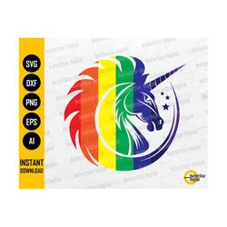 Rainbow Unicorn SVG | Cute Colorful Unicorn Shirt Vinyl Icon Wall Art | Cricut Cutting Files Printable Clipart Vector Di