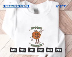 Spooky Pumpkin Embroidery Design, Spooky Embroidery Design, Fall Seasons Embroidery Design, Happy Halloween Embroidery Design