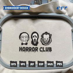 Creepy Movie Embroidery File, Halloween Movie Club Embroidery Design, Horror Club Embroidery Design, Digital Download
