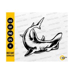 Swimming Hammerhead Shark SVG | Ocean Sea Creature Fish Marine Water Animal | Cutting Files Cuttable Clip Art Vector Dig