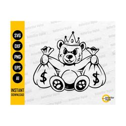 Teddy Bear King Money Bags SVG | Scar Face Bandage Rich Savage Hip Hop Rap Rapper Gangster | Cut Files Clipart Vector Di