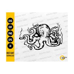 Octopus With Weed Joints SVG | Animal Smoking Marijuana SVG | Smoke Cannabis SVG | Cricut Cutting File Clipart Vector Di