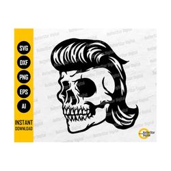 Mullet Skull SVG | Funny Skeleton T-Shirt Decal Vinyl Graphics | Cricut Cut File Silhouette Printable Clip Art Vector Di
