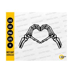 Skeleton Hand Heart Sign SVG | Bones Tattoo Decal T-Shirt Sticker Art | Cricut Silhouette Cutting File Clipart Vector Di