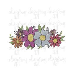 Fall Florals Sublimation PNG Design | Hand Drawn | Watercolor | Digital Download | Hand Painted Fall Design | Floral Des