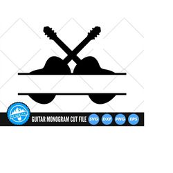Guitar Monogram SVG Files | Guitar Split Name Frame SVG Cut Files | Guitar Vector Files | Guitar SVG Vector | Guitar Cli