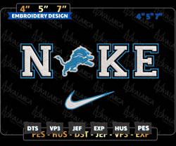 NIKE NFL Detroit Lions Logo Embroidery Design, NIKE NFL Logo Sport Embroidery Machine Design, Famous Football Team Embroidery Design, Football Brand Embroidery, Pes, Dst, Jef, Files