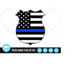 Police Badge Blue Line Flag SVG | American Flag | Thin Blue Line | Police Support | Svg | Png | Dxf | AI | Jpeg