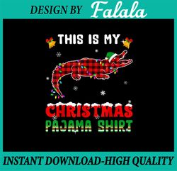 This Is My Christmas Pajama Red Alligator Plaid PNG, Funny Alligator Santa Hat PNG, Christmas png Sublimation Difgital D