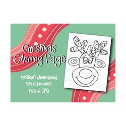 Christmas Coloring Page | Digital Download | Group Activity | Coloring shirt design | Reindeer | School Activities For K