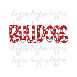 Bulldogs PNG Sublimation Design | Red and White School Spirit Design | Hand Drawn | PNG | Digital Download | Printable |