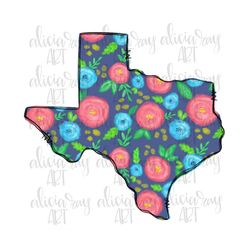 Texas Sublimation Design | TX State Floral design | Hand Drawn | Sublimation PNG | Hand painted Digital Art Download |