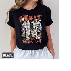 Vintage Mickey Minnie Halloween Trick or Treat Shirt, October 31st Shirt, Disney Halloween Matching Shirt, Disney Witche