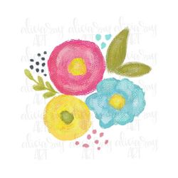 Floral Sublimation Design | Hand Drawn Whimsical Flowers PNG | Digital File Download | Watercolor | Painted | Colorful |