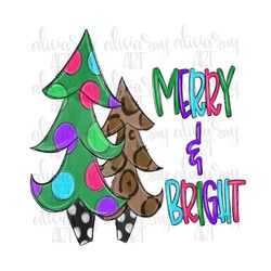Christmas Tree Sublimation PNG Design | Hand Drawn | Christmas | Digital Download | Digital Art | Merry and Bright | Whi