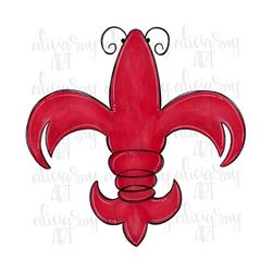 Crawfish Fleur De Lis Sublimation PNG Design | Hand Drawn | Digital Download | Printable Art | Louisiana | Mardi Gras |