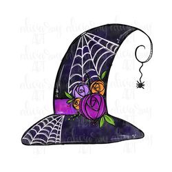 halloween witch hat sublimation png design | hand drawn | digital download | whimsical witch hat | witch | spider | tric