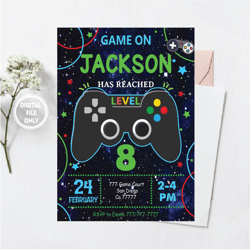 Personalized File Video Games Invitation PNG File Only, Video Games Invites Birthday Boy girl Png, Instant Download
