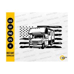 American RV Svg | US Recreational Vehicle SVG | Camp Decal Graphics Shirt | Cricut Silhouette Cameo Cuttable Clipart Dig